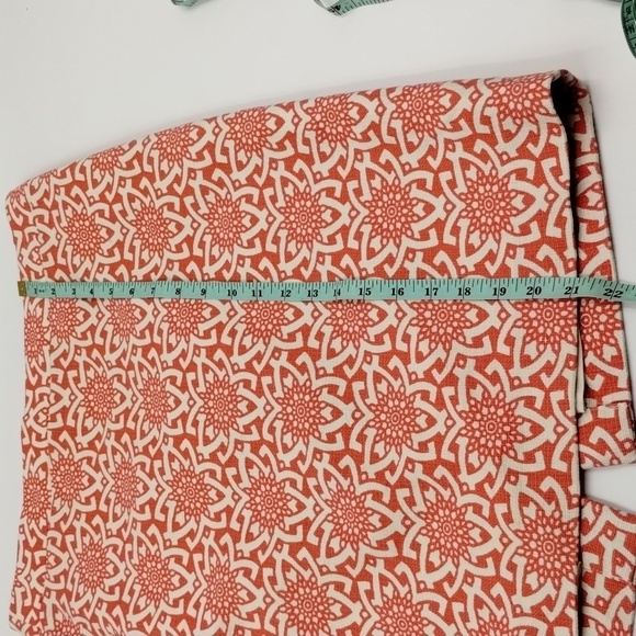 J. Crew Factory Pencil Skirt Size 2 Pink White Star Pattern Cotton - Picture 9 of 11